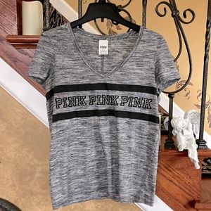 PINK Victoria’s Secret Short Sleeve V-Neck Top With PINK Logo Size S